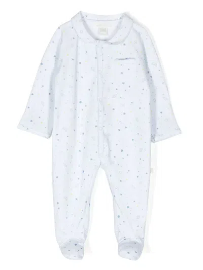 Marie-chantal Babies' Angel Wing Cotton Romper In Blue
