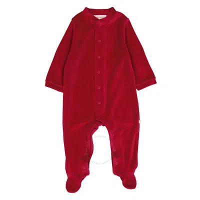 Marie Chantal Baby Burgundy Velour Angel Wing 1-piece Sleepsuit In Red