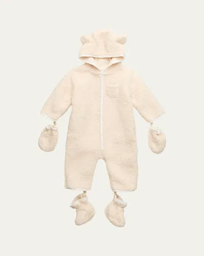 Marie Chantal Kids' Bailey Faux Shearling Pramsuit In Neutral