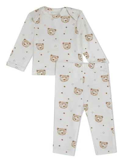 Marie-chantal Babies' Bear-print Organic Cotton Pajama Set In Neutrals