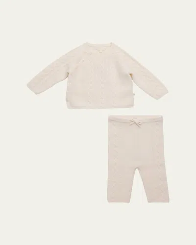 Marie Chantal Bowen Cable-knit Cardigan & Leggings Set In Neutral