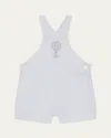 Marie Chantal Boy's Alfie Striped Embroidered Overalls In White Blue