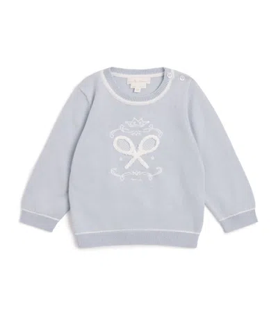 Marie-chantal Kids' Cotton-cashmere Camille Tennis Sweater In Blue
