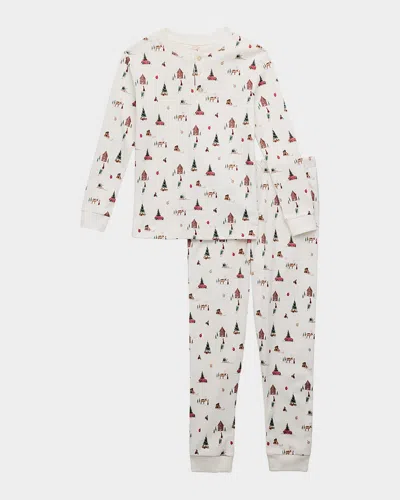 Marie Chantal Kids' Derek Little Christmas Tree Pajama Set In White