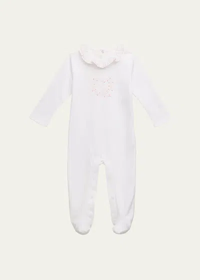 Marie Chantal Babies' Girl's Heart-embroidered Coverall In White
