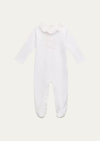 Marie Chantal Kids' Girl's Heart-embroidered Coverall In White