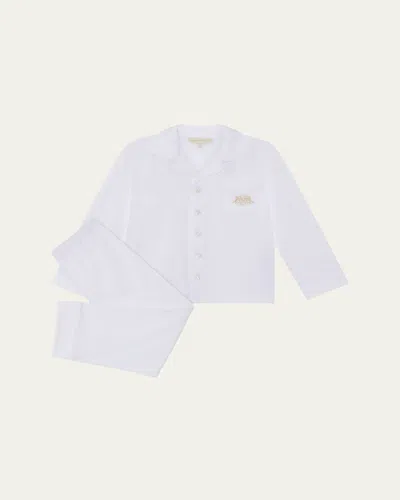 Marie Chantal Kids' Girl's Pajamas W/ Logo Crest In White