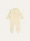 Marie Chantal Kids' Girl's Velour Golden Angel Wing Footie Pajamas In Cream Gold