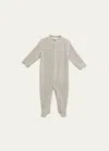 Marie Chantal Kids' Girl's Velour Golden Angel Wing Footie Pajamas In Silver