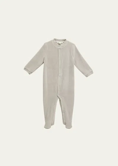 Marie Chantal Kids' Girl's Velour Golden Angel Wing Footie Pajamas In Silver