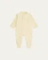 Marie Chantal Girl's Velour Golden Angel Wing Footie Pajamas In Neutral