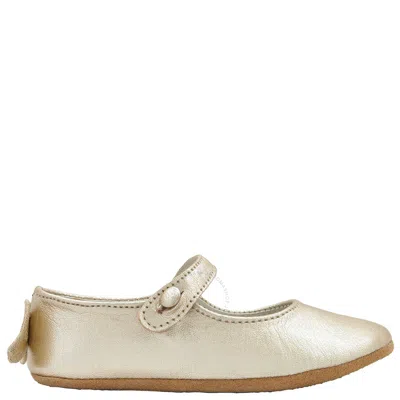 Marie Chantal Girls Olympia Angel Wing Ballerinas In Gold Tone