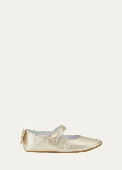 Marie Chantal Kids' Gril's Olympia Angel Wing Metallic Leather Flats, Baby/toddlers In Gold