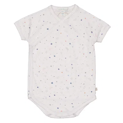 Marie Chantal Infant Star Crown Print Wrap Bodysuit In White