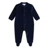 Marie Chantal Infant Velour Angel Wing 1-piece Sleepsuit In Blue