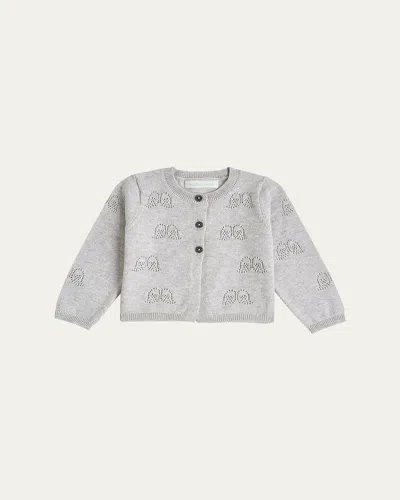 Marie Chantal Kid's Angel Wing Pointelle Cardigan In Gray