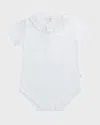 Marie Chantal Kid's Embroidered Ruffle Collar Bodysuit In White