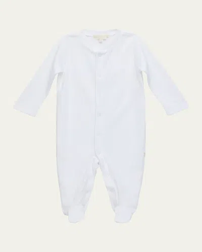 Marie Chantal Kid's Pointelle Embroidered Angel Wing Footie In Blue