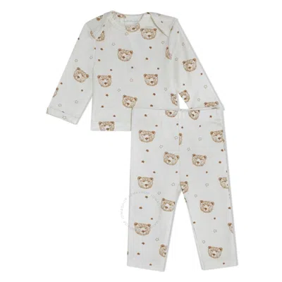 Marie Chantal Kids Cream Bear-print Cotton Pajama Set In Beige