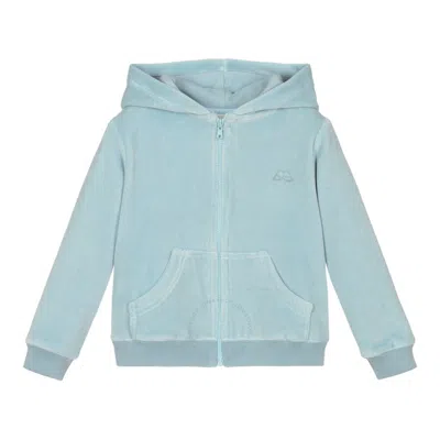 Marie Chantal Kids Dusty Blue Angel Wing Velour Hoodie