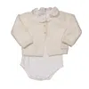 Marie Chantal Newborn Cardigan And Onesie Set In White