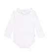 Marie-chantal Pima Cotton Angel Wing Ruffle Collar Bodysuit In White
