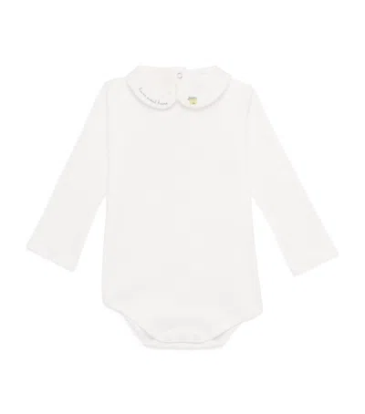Marie-chantal Kids' Pima Cotton Embroidered Bodysuit