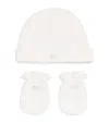Marie-chantal Pointelle Cotton Hat And Mitten Gift Set In Neutral