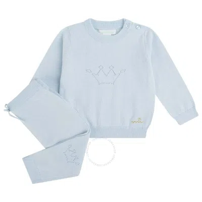 Marie Chantal Girl's Pointelle Crown Two-piece Set In Blue
