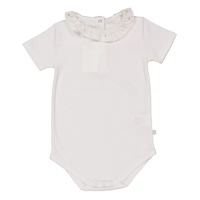 Marie Chantal Toddler Embroidered Ruffle Collar Onesie In White