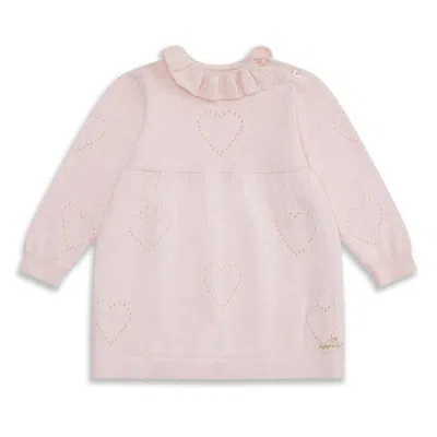 Marie Chantal Toddler Knitted Heart Dress In Pink