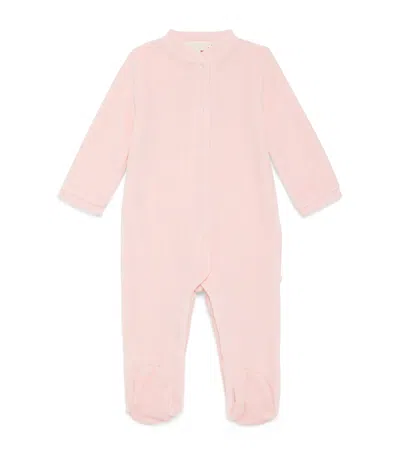 Marie-chantal Kids' Velour Angel Wing All-in-one In Pink
