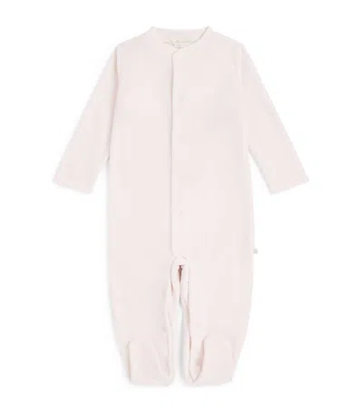 Marie-chantal Kids' Velour Angel Wing All-in-one In Pink