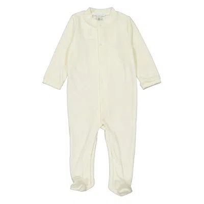 Marie Chantal Velour Angel Wing Cotton Sleepsuit In Sand