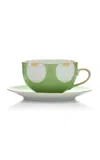 Marie Daage Hand-painted Porcelain Tea Cup & Saucer In Multi