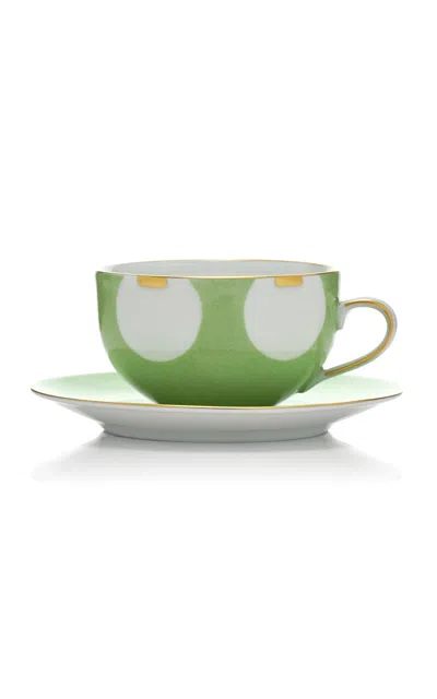 Marie Daage Hand-painted Porcelain Tea Cup & Saucer In Multi
