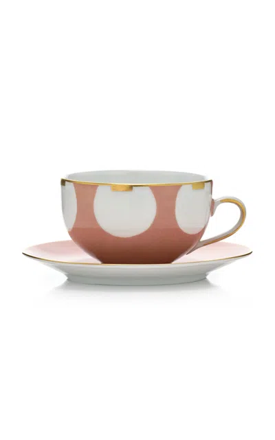 Marie Daage Hand-painted Porcelain Tea Cup & Saucer In Multi