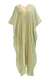 Marie France Van Damme Boubou Metallic Lamé Caftan In Green
