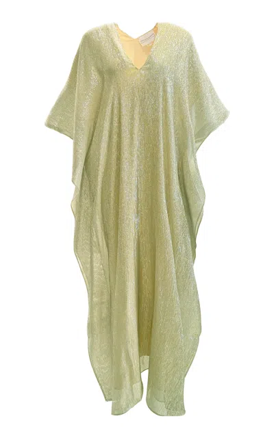 Marie France Van Damme Boubou Metallic Lamé Caftan In Green