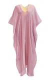Marie France Van Damme Boubou Metallic Lamé Caftan In Pink