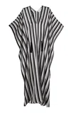 Marie France Van Damme Boubou Printed Satin Caftan In Stripe