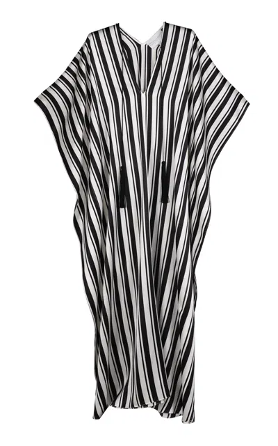 Marie France Van Damme Boubou Printed Satin Caftan In Stripe