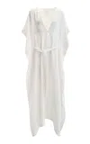 Marie France Van Damme Croco Silk Belted Caftan In White