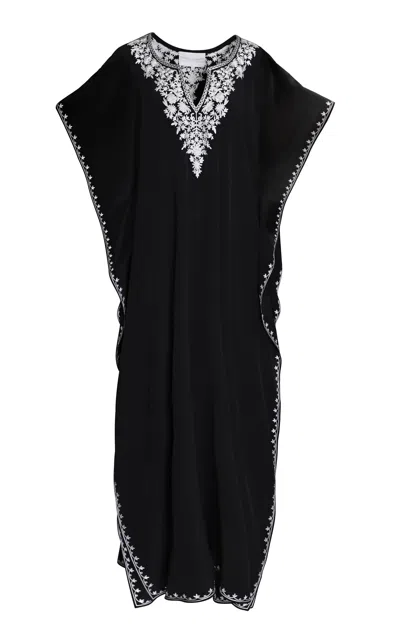 Marie France Van Damme Embroideried Silk Caftan In Multi