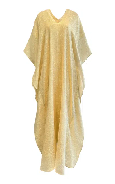 Marie France Van Damme Metallic Silk-blend Lame Caftan In Gold