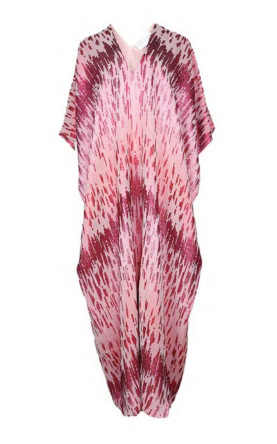 Marie France Van Damme Metallic Silk Caftan In Red