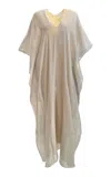 Marie France Van Damme Metallic-silk Caftan In Silver