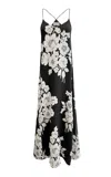 Marie France Van Damme Rose Bouquet Metallic Silk-blend Dress In Black,white
