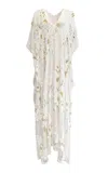 Marie France Van Damme Rose Devore Caftan In White