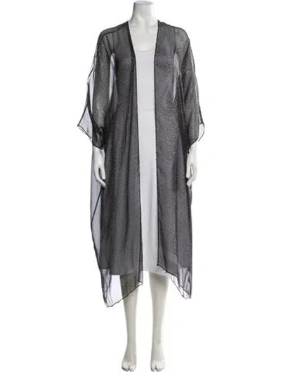 Pre-owned Marie France Van Damme Silk Paisley Print Robe In Grey